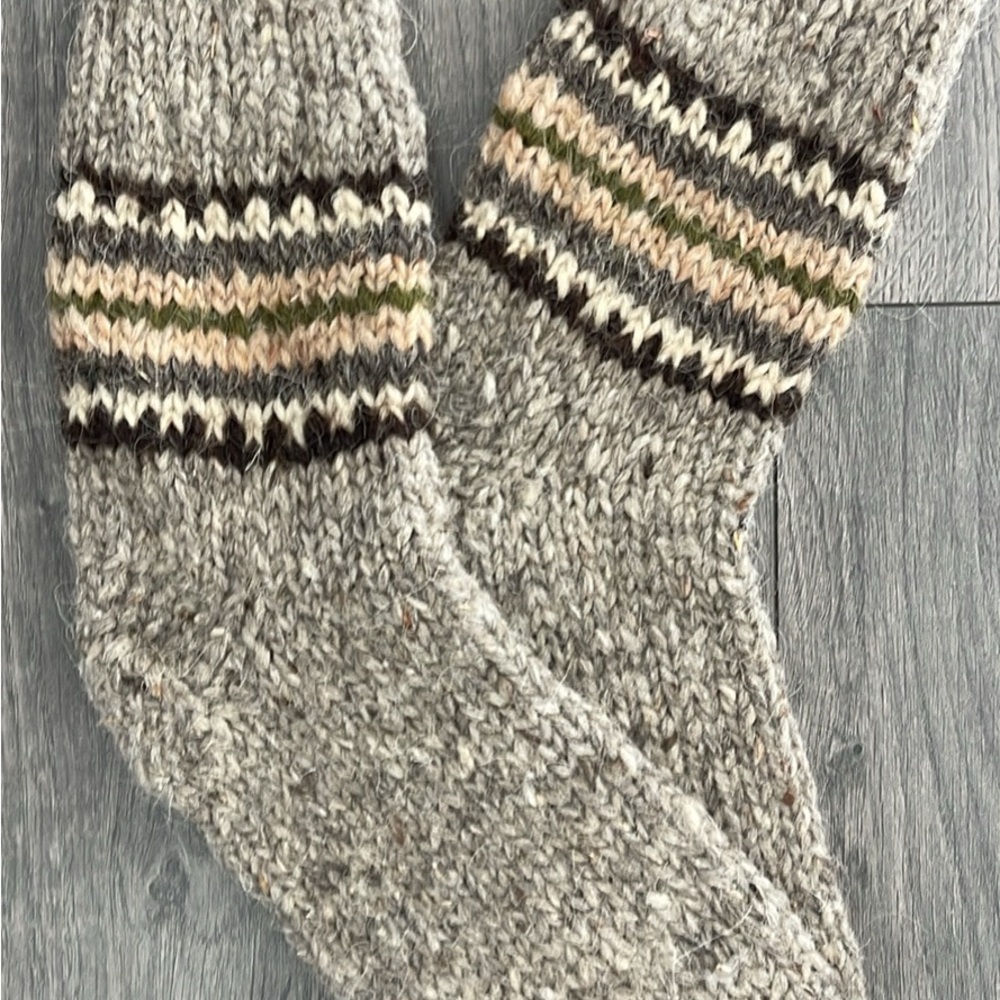 Warm Gray Striped Wool Socks
